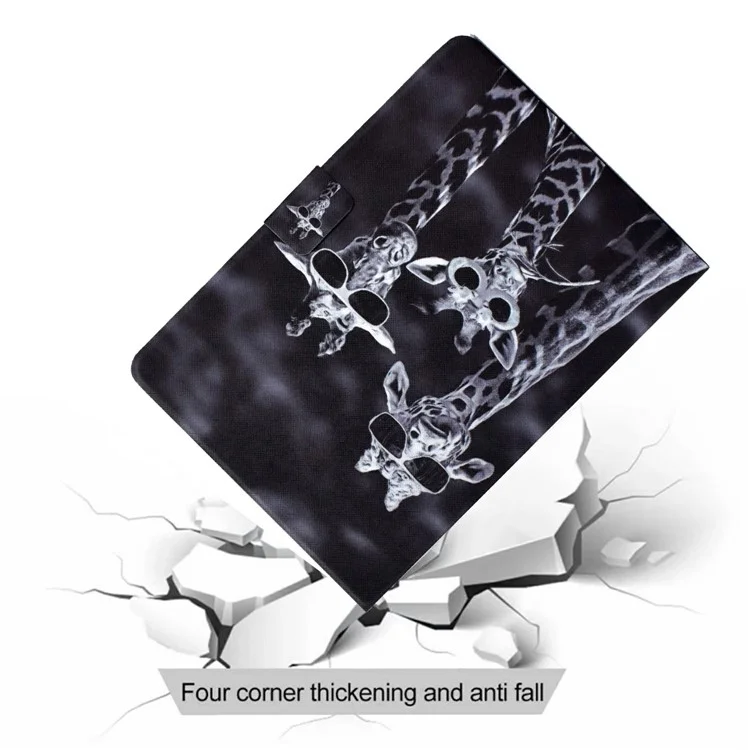 For Amazon Kindle Paperwhite (2024) Case Stand Pattern Printed Leather Cover - Three Giraffes