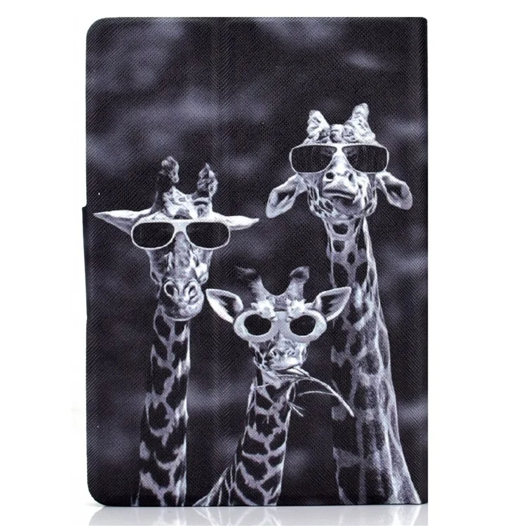 For Amazon Kindle Paperwhite (2024) Case Stand Pattern Printed Leather Cover - Three Giraffes
