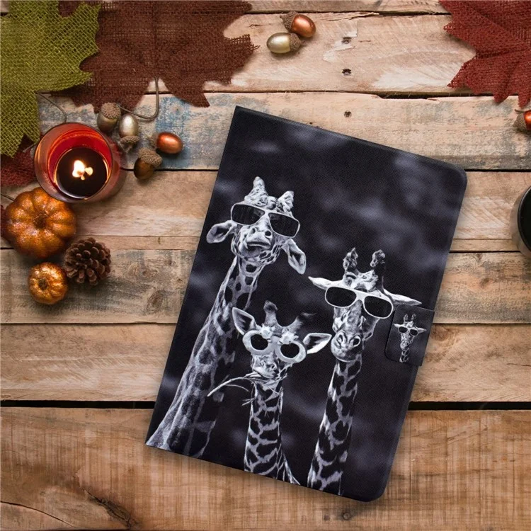 For Amazon Kindle Paperwhite (2024) Case Stand Pattern Printed Leather Cover - Three Giraffes