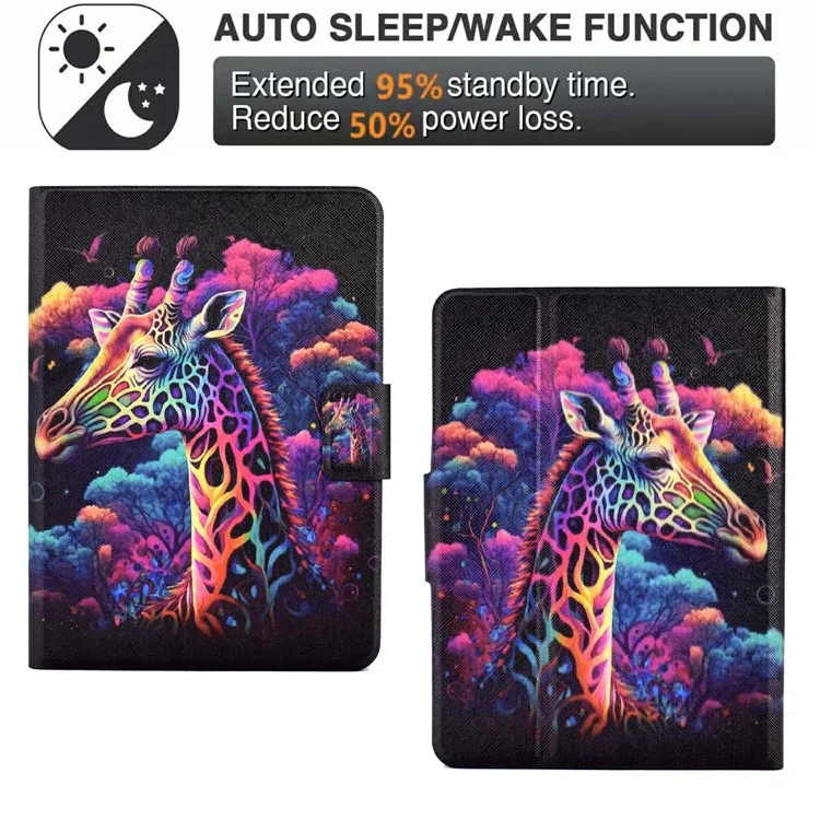 For Amazon Kindle Paperwhite (2024) Case Stand Pattern Printed Leather Cover - Giraffe