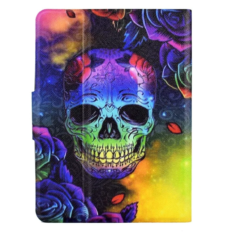 For Amazon Kindle Paperwhite (2024) Case Stand Pattern Printed Leather Cover - Colorful Skull