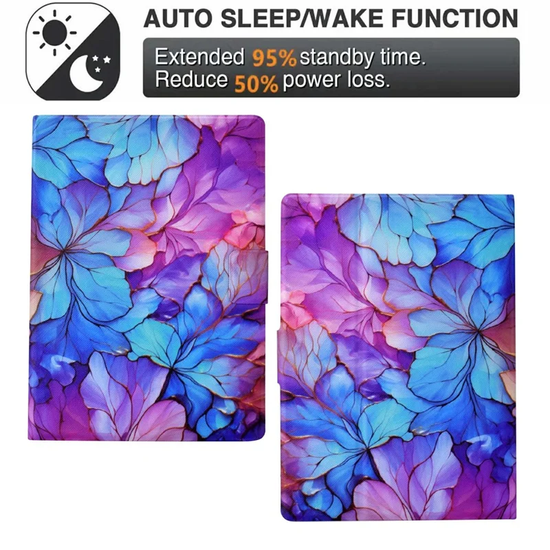 For Amazon Kindle Paperwhite (2024) Case Card Holder Pattern Print Leather Cover - Petal