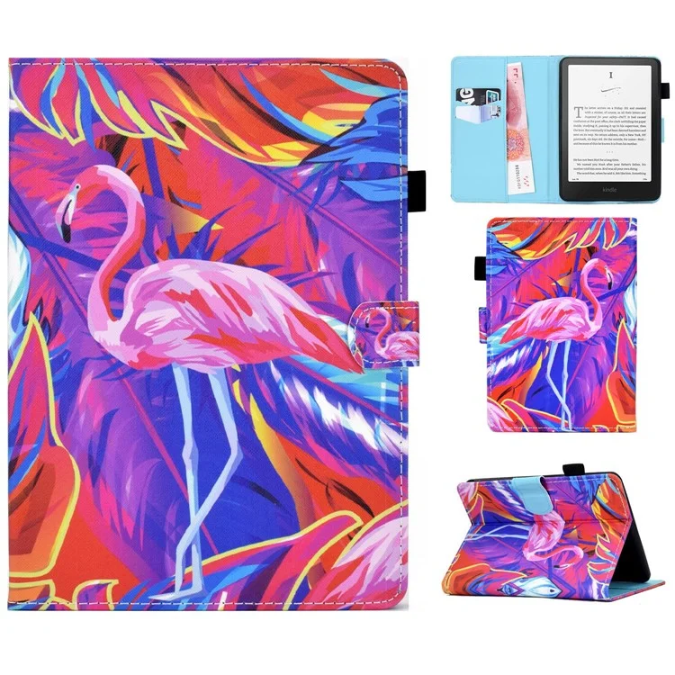 For Amazon Kindle Paperwhite (2024) Case Leather Card Holder Stand E-Reader Cover - Bird