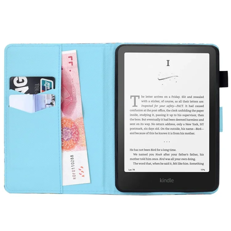 For Amazon Kindle Paperwhite (2024) Case Leather Card Holder Stand E-Reader Cover - Bird