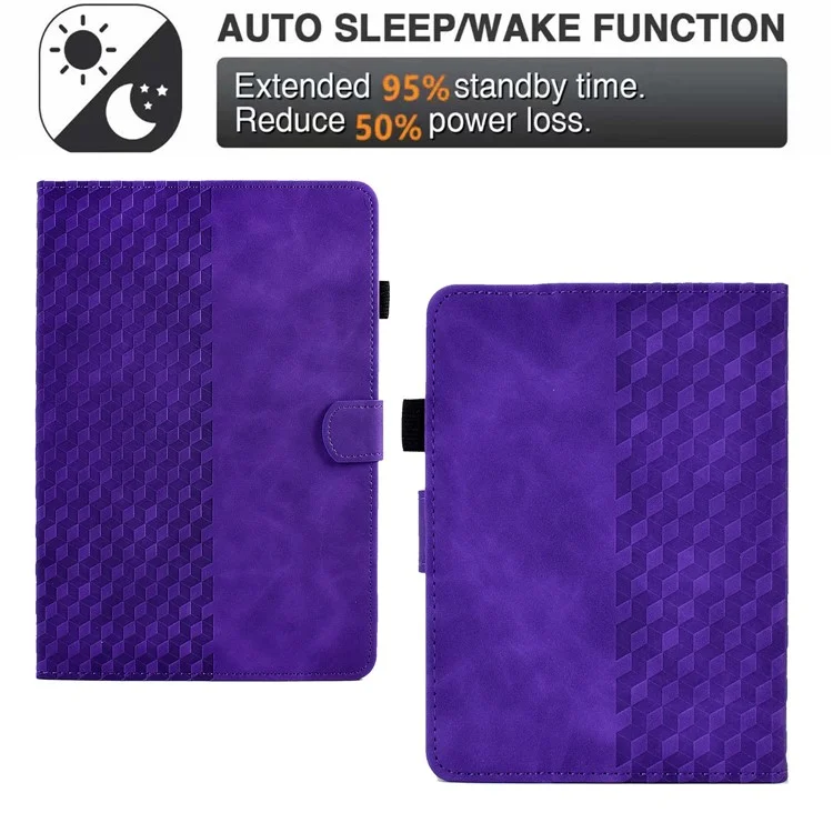 Capa para Amazon Kindle Paperwhite (2024) com slots para cartões, cobertura de couro para e-reader com padrão geométrico - Roxo