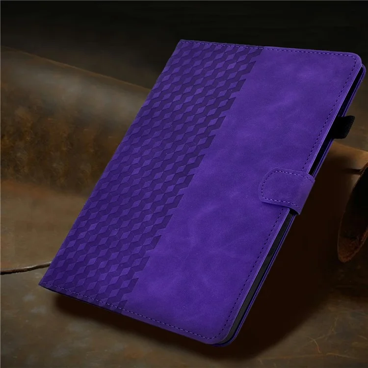 Capa para Amazon Kindle Paperwhite (2024) com slots para cartões, cobertura de couro para e-reader com padrão geométrico - Roxo