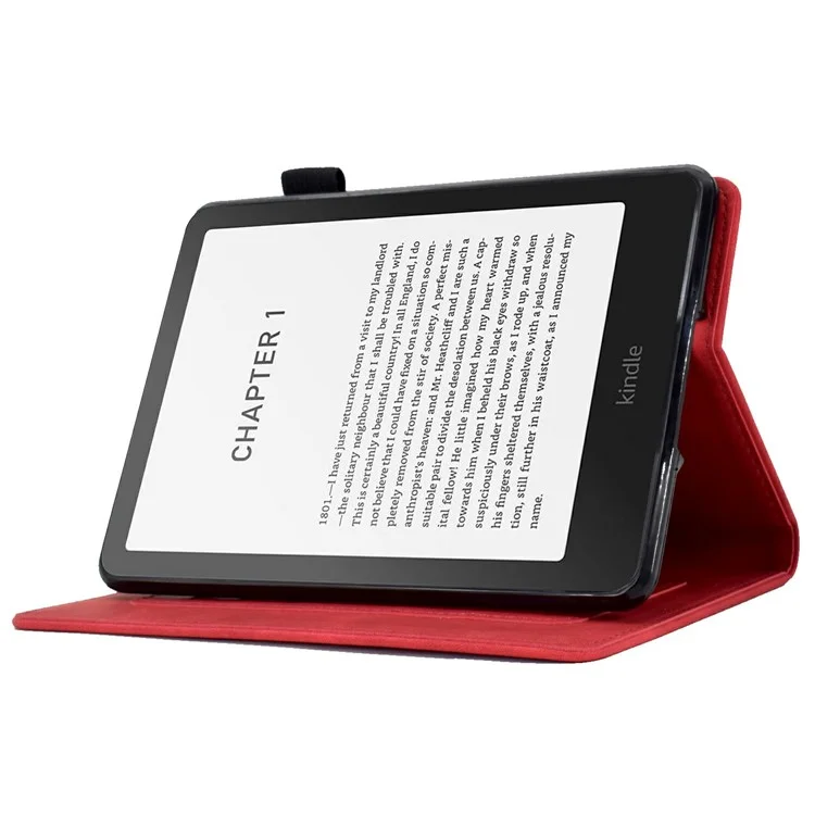 Für Amazon Kindle Paperwhite (2024) Hülle Blume Schmetterling Geprägter Kartenfächer Lederabdeckung - Rot