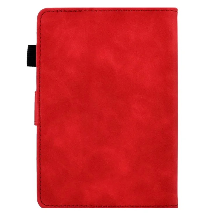 Für Amazon Kindle Paperwhite (2024) Hülle Blume Schmetterling Geprägter Kartenfächer Lederabdeckung - Rot