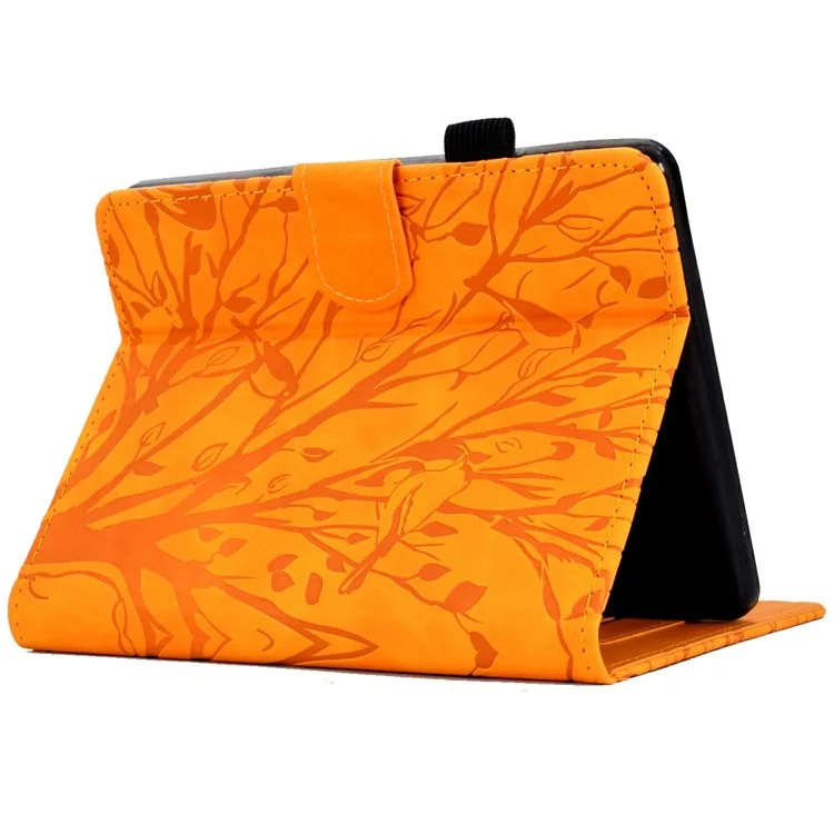 For Amazon Kindle Paperwhite (2024) Leather Case Tree Pattern Card Slots Stand E-Reader Cover - Khaki
