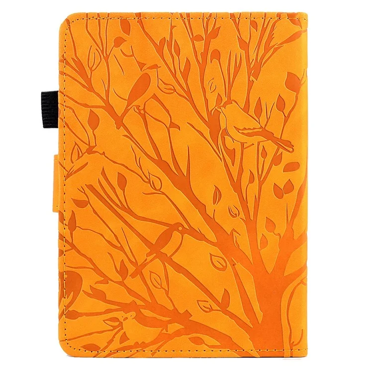 For Amazon Kindle Paperwhite (2024) Leather Case Tree Pattern Card Slots Stand E-Reader Cover - Khaki
