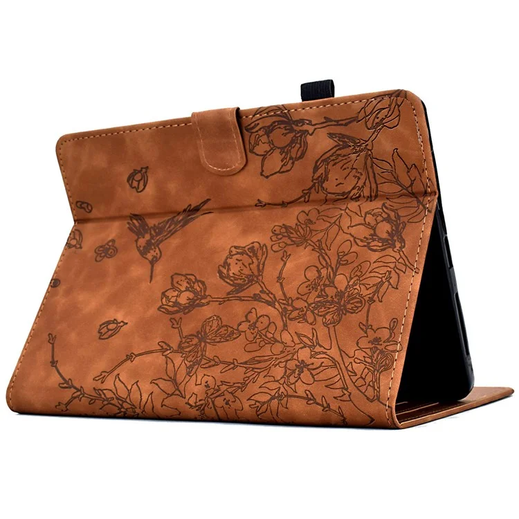 Funda para Amazon Kindle Paperwhite (2024) con diseño de flor y pájaro, bolsillo para tarjetas y cubierta de cuero para e-reader - Marrón