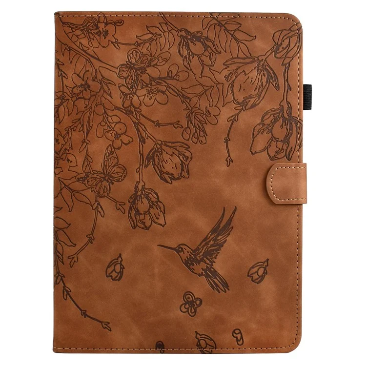 Funda para Amazon Kindle Paperwhite (2024) con diseño de flor y pájaro, bolsillo para tarjetas y cubierta de cuero para e-reader - Marrón