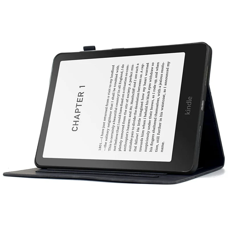 For Amazon Kindle Paperwhite (2024) Case Flower Bird Imprinted Card Holder Leather E-Reader Cover - Black