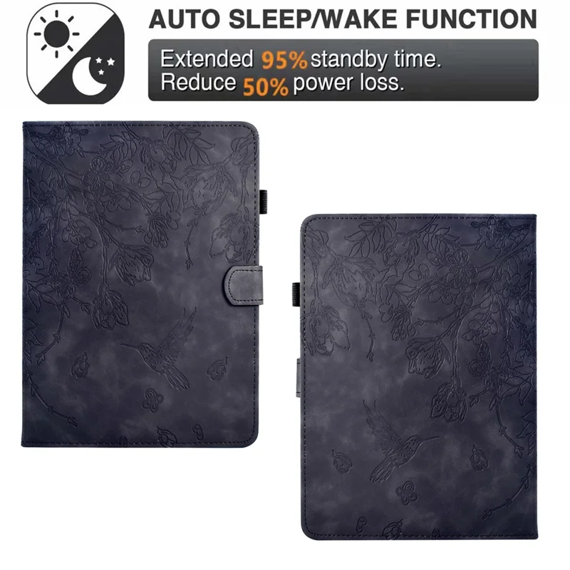 For Amazon Kindle Paperwhite (2024) Case Flower Bird Imprinted Card Holder Leather E-Reader Cover - Black
