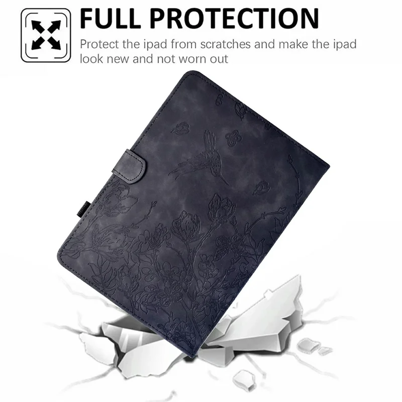 For Amazon Kindle Paperwhite (2024) Case Flower Bird Imprinted Card Holder Leather E-Reader Cover - Black