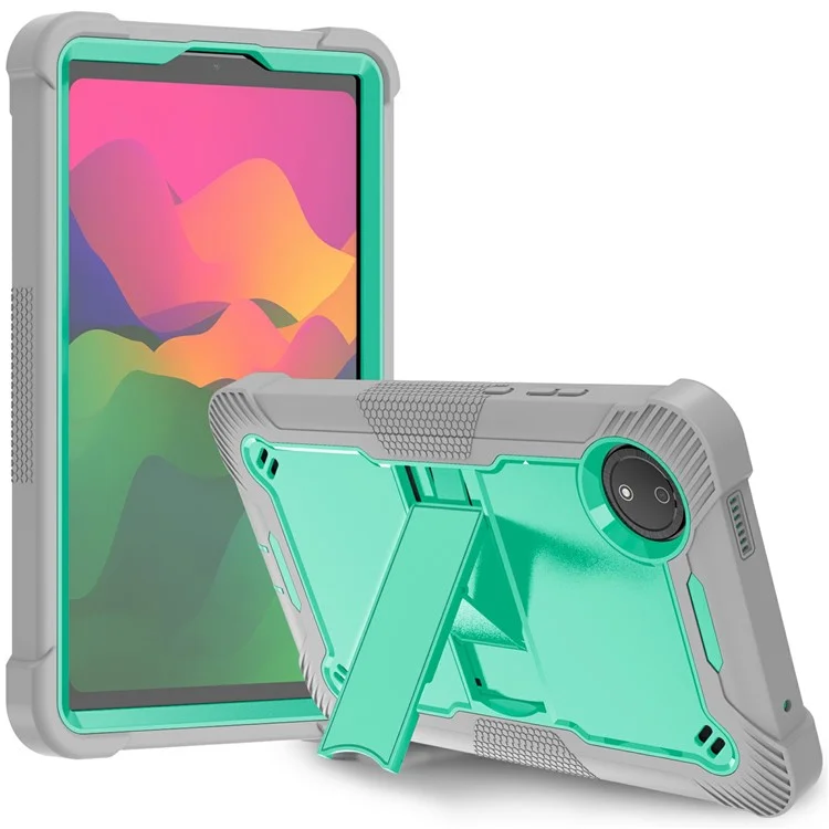 Für Xiaomi Redmi Pad SE 4G 8,7 Zoll Hülle Silikon+PC Tablet Schutzhülle mit Ständer - Grau+Mintgrün