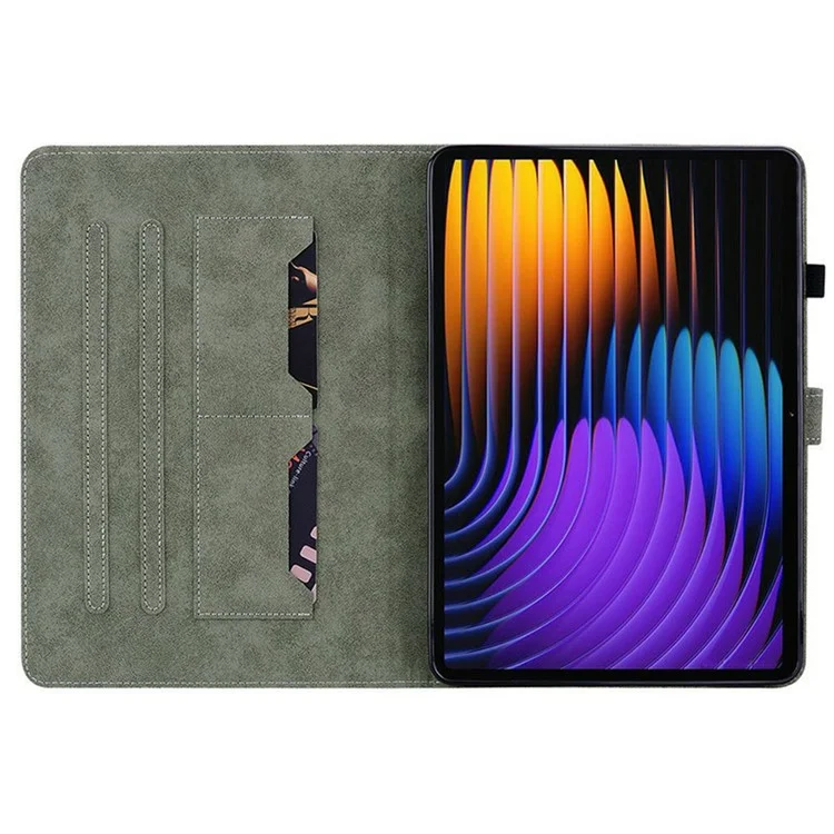 Funda para Xiaomi Pad 7 Pro / Pad 7 con estampado de tigre, de piel sintética antiarañazos - Gris