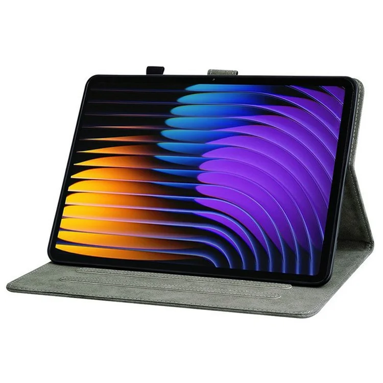 Funda para Xiaomi Pad 7 Pro / Pad 7 con estampado de tigre, de piel sintética antiarañazos - Gris