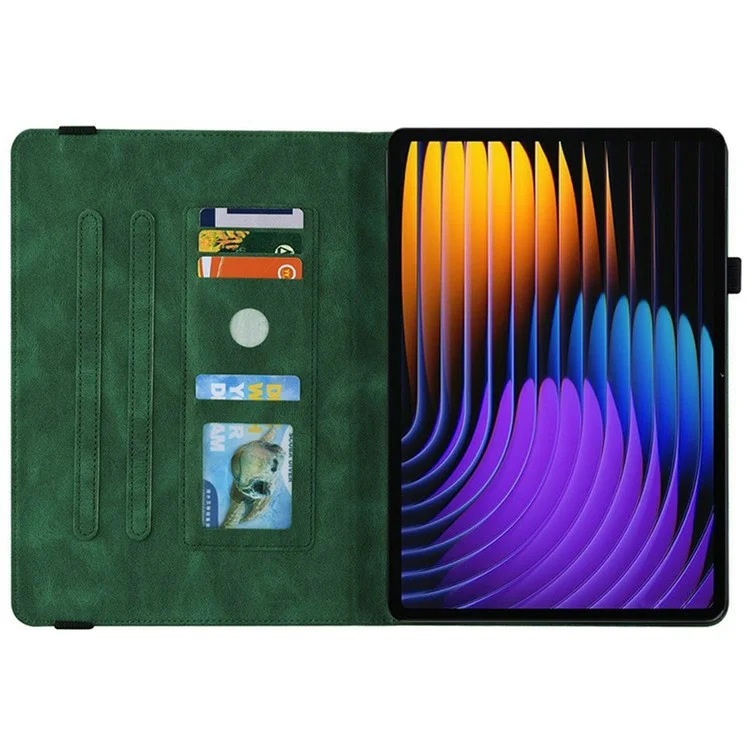Для Xiaomi Pad 7 Pro / Pad 7 Чехол держатель для карт Противоскользящая кожаная обложка с тиснением розы - Розовый