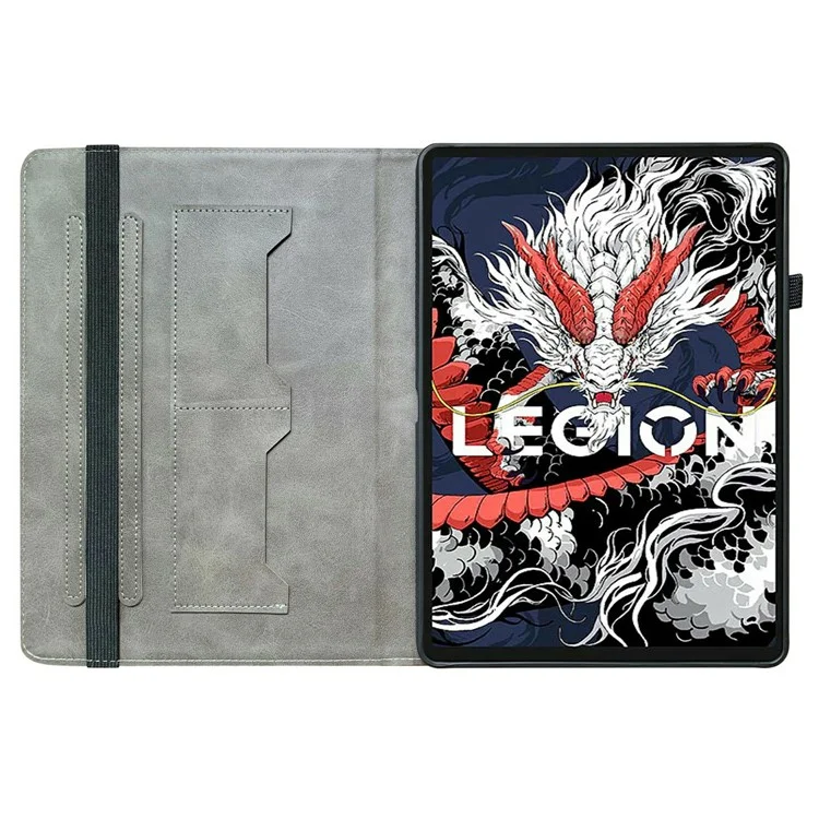 Étui en cuir pour Lenovo Legion Y700 (2025) avec motif imprimé, support et fentes pour cartes - Fleur de prunier
