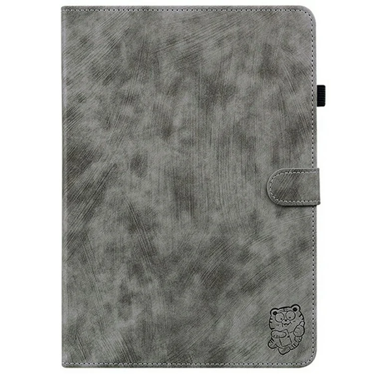 For Lenovo Legion Y700 (2025) Cases Tiger Imprint Anti-Scratch PU Leather Tablet Cover - Grey