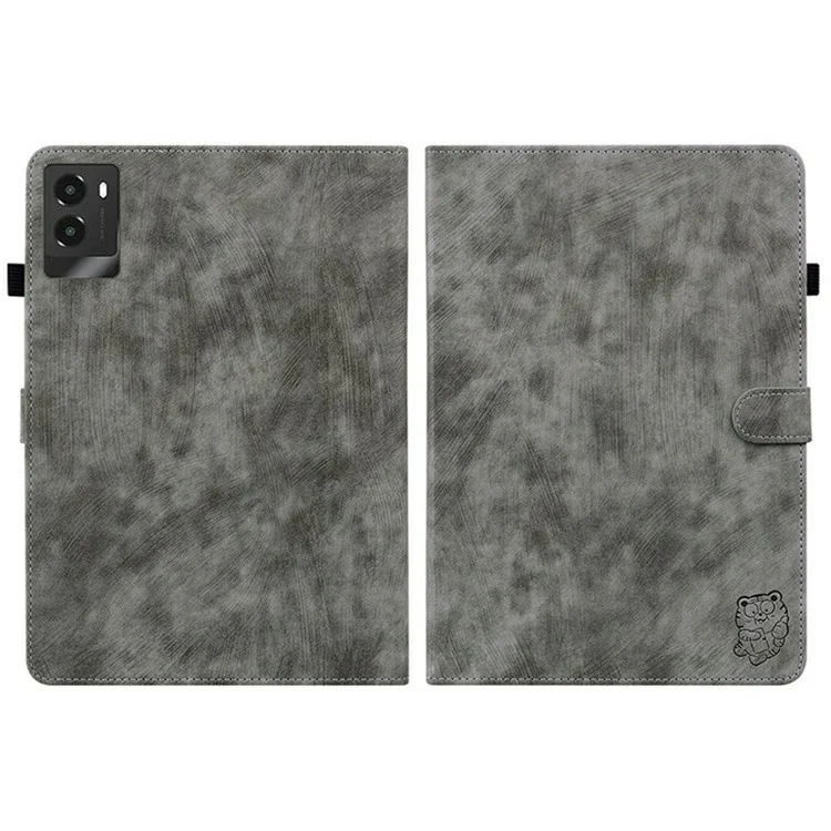 For Lenovo Legion Y700 (2025) Cases Tiger Imprint Anti-Scratch PU Leather Tablet Cover - Grey