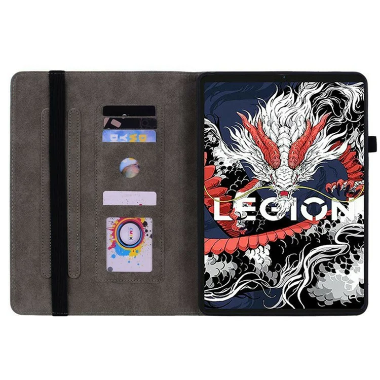 Custodia per Lenovo Legion Y700 (2025) Porta carte Antigraffio Copertura in pelle con stampa a fiore di rosa - Rosa