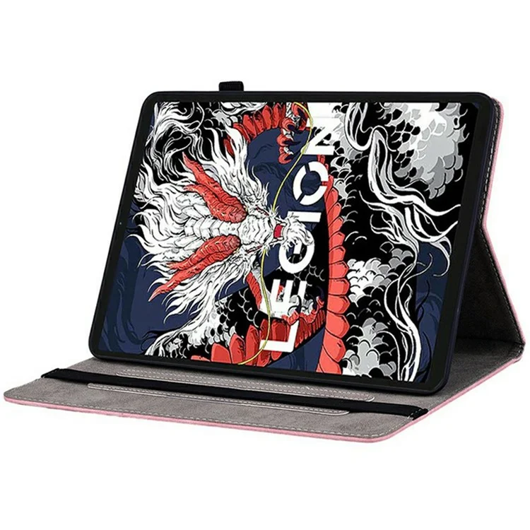 Custodia per Lenovo Legion Y700 (2025) Porta carte Antigraffio Copertura in pelle con stampa a fiore di rosa - Rosa
