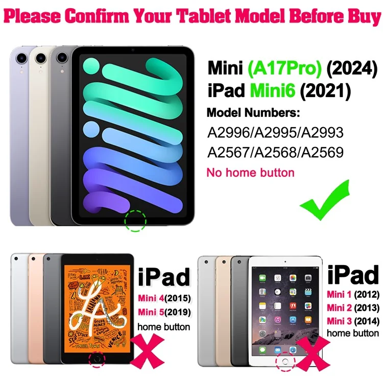 Чехол для iPad mini (2024) / (2021) с вращающейся ручной ручкой, подставкой, ПК и силиконовым ТПУ - черный