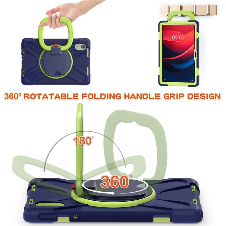 Tablet Case for Lenovo Tab M11 TB-330FU 331FC / Tab K11 TB-330XU / Xiaoxin Pad 11 2024 Kickstand PC TPU Silicone Back Cover - Navy Blue+Yellowgreen