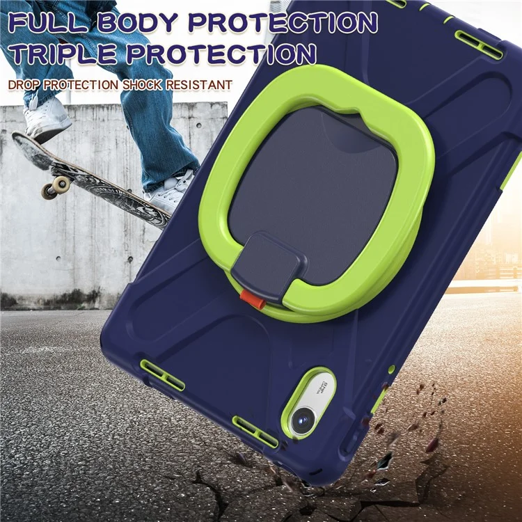 Tablet Case for Lenovo Tab M11 TB-330FU 331FC / Tab K11 TB-330XU / Xiaoxin Pad 11 2024 Kickstand PC TPU Silicone Back Cover - Navy Blue+Yellowgreen