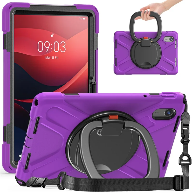 Kickstand Tablet Case for Lenovo Tab Pad 11 (2025) / M11 / K11 / Xiaoxin Pad 11 2024 / Zhaoyang K10 Back Cover with Shoulder Strap - Purple