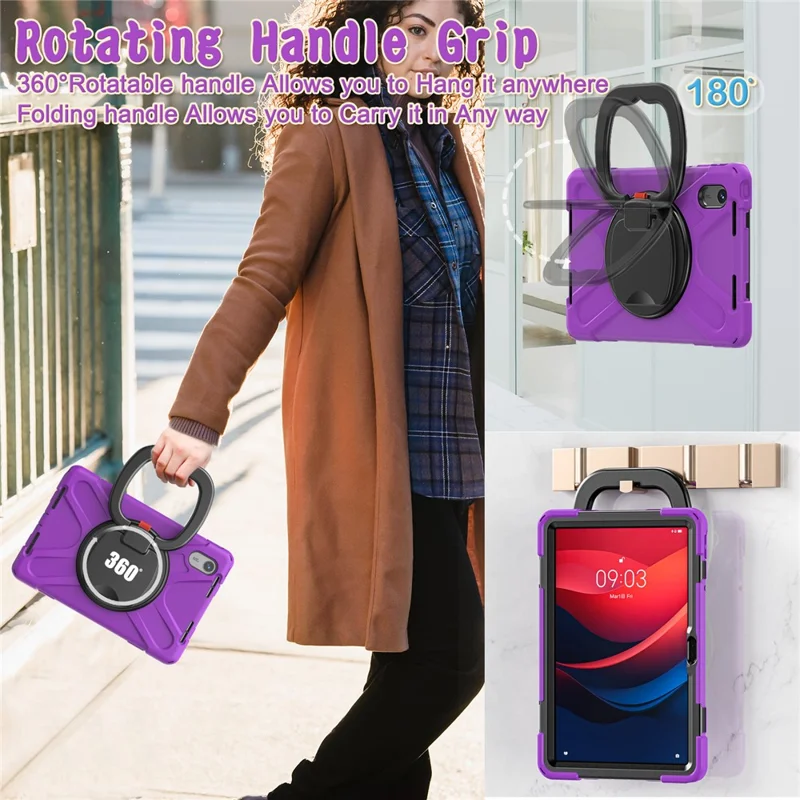 Kickstand Tablet Case for Lenovo Tab Pad 11 (2025) / M11 / K11 / Xiaoxin Pad 11 2024 / Zhaoyang K10 Back Cover with Shoulder Strap - Purple