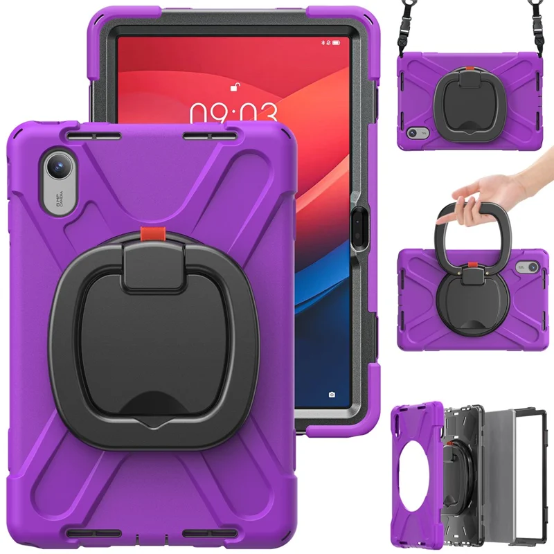 Kickstand Tablet Case for Lenovo Tab Pad 11 (2025) / M11 / K11 / Xiaoxin Pad 11 2024 / Zhaoyang K10 Back Cover with Shoulder Strap - Purple