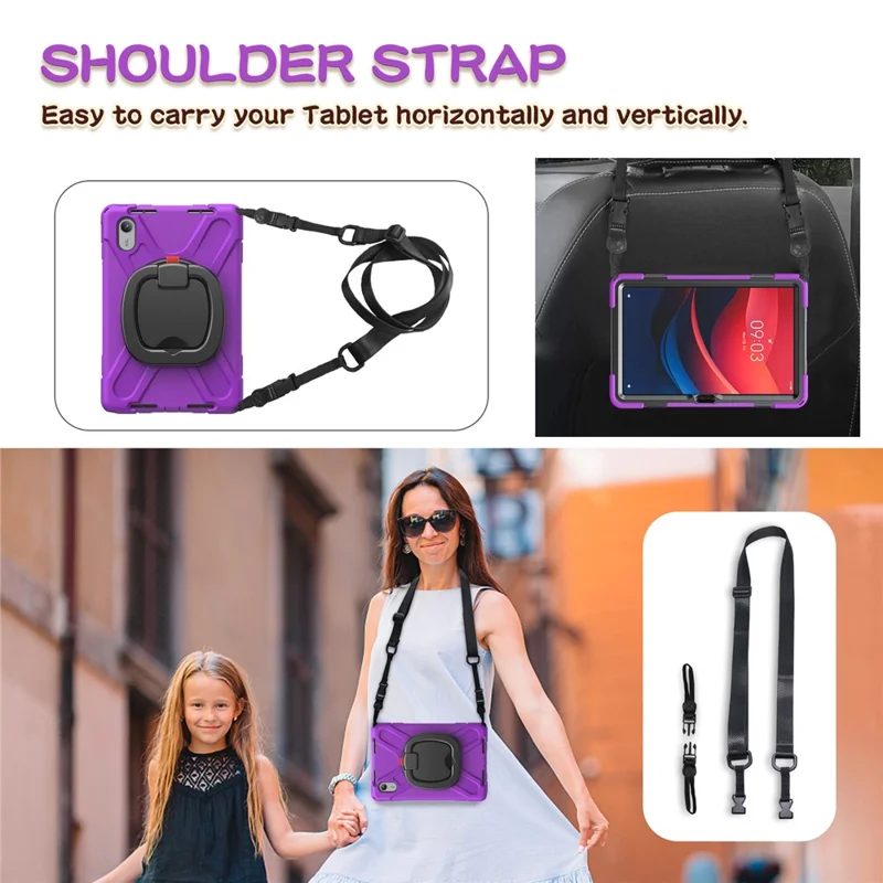 Kickstand Tablet Case for Lenovo Tab Pad 11 (2025) / M11 / K11 / Xiaoxin Pad 11 2024 / Zhaoyang K10 Back Cover with Shoulder Strap - Purple