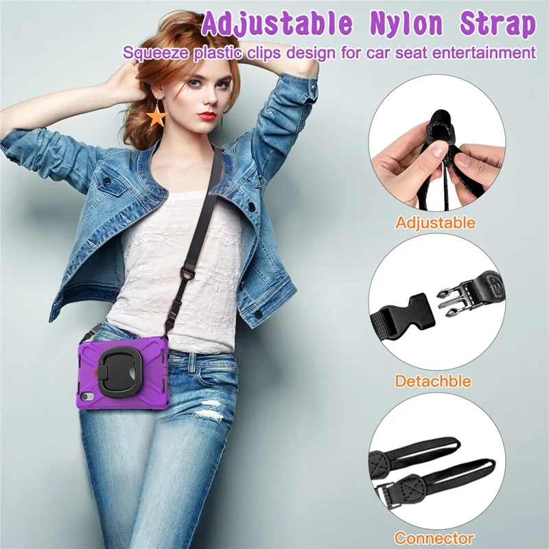 Kickstand Tablet Case for Lenovo Tab Pad 11 (2025) / M11 / K11 / Xiaoxin Pad 11 2024 / Zhaoyang K10 Back Cover with Shoulder Strap - Purple