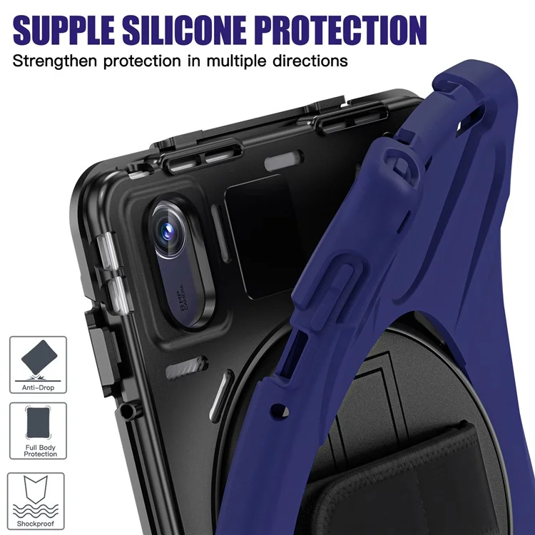 Kickstand Tablet Case for Lenovo Tab M11 TB-330FU 331FC / Tab K11 TB-330XU / Xiaoxin Pad 11 2024 TPU PC Silicone Cover - Navy Blue
