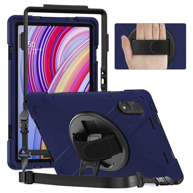 Étui pour tablette avec bandoulière pour Xiaomi Redmi Pad Pro 5G / Redmi Pad Pro / Poco Pad 5G / 4G avec support - Bleu marine