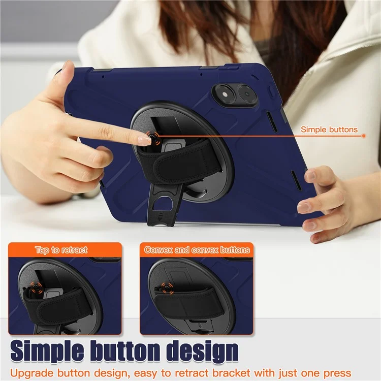 Étui pour tablette avec bandoulière pour Xiaomi Redmi Pad Pro 5G / Redmi Pad Pro / Poco Pad 5G / 4G avec support - Bleu marine