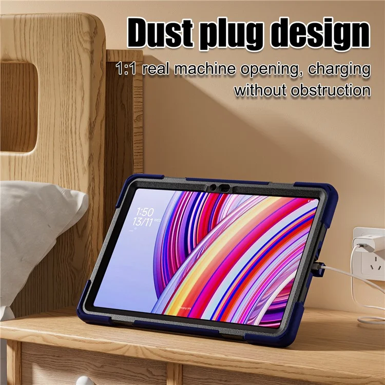 Étui pour tablette avec bandoulière pour Xiaomi Redmi Pad Pro 5G / Redmi Pad Pro / Poco Pad 5G / 4G avec support - Bleu marine