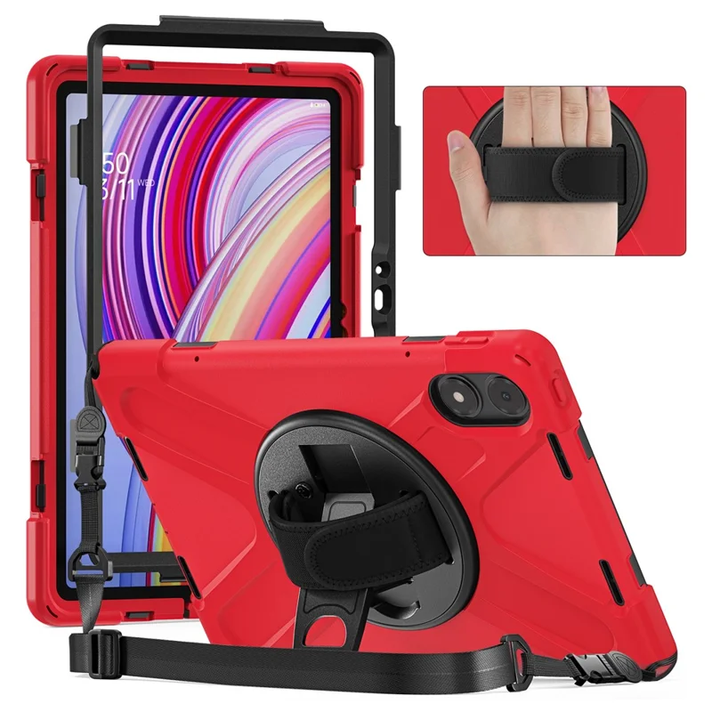 Tablet Case with Shoulder Strap for Xiaomi Redmi Pad Pro 5G / Redmi Pad Pro / Poco Pad 5G / 4G Kickstand Cover - Red