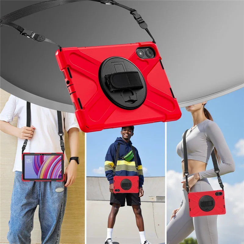 Tablet Case with Shoulder Strap for Xiaomi Redmi Pad Pro 5G / Redmi Pad Pro / Poco Pad 5G / 4G Kickstand Cover - Red