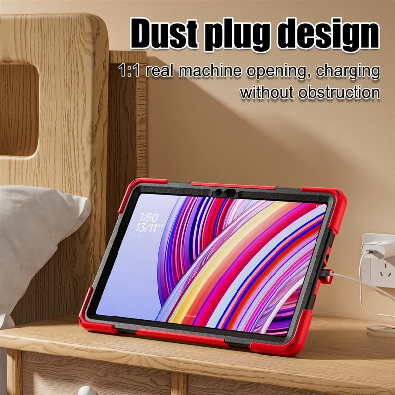 Tablet Case with Shoulder Strap for Xiaomi Redmi Pad Pro 5G / Redmi Pad Pro / Poco Pad 5G / 4G Kickstand Cover - Red