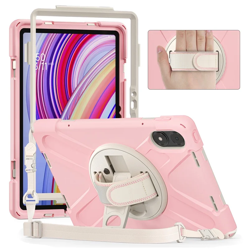 Tablet Case with Shoulder Strap for Xiaomi Redmi Pad Pro 5G / Redmi Pad Pro / Poco Pad 5G / 4G Kickstand Cover - Pink