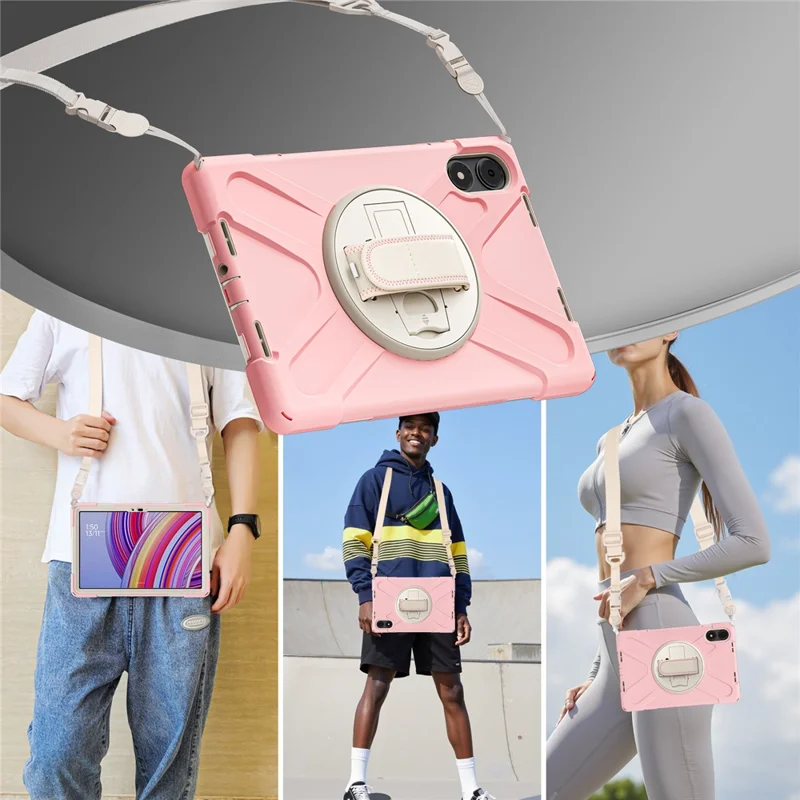 Tablet Case with Shoulder Strap for Xiaomi Redmi Pad Pro 5G / Redmi Pad Pro / Poco Pad 5G / 4G Kickstand Cover - Pink