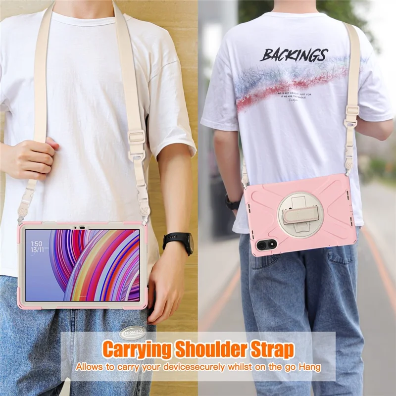 Tablet Case with Shoulder Strap for Xiaomi Redmi Pad Pro 5G / Redmi Pad Pro / Poco Pad 5G / 4G Kickstand Cover - Pink