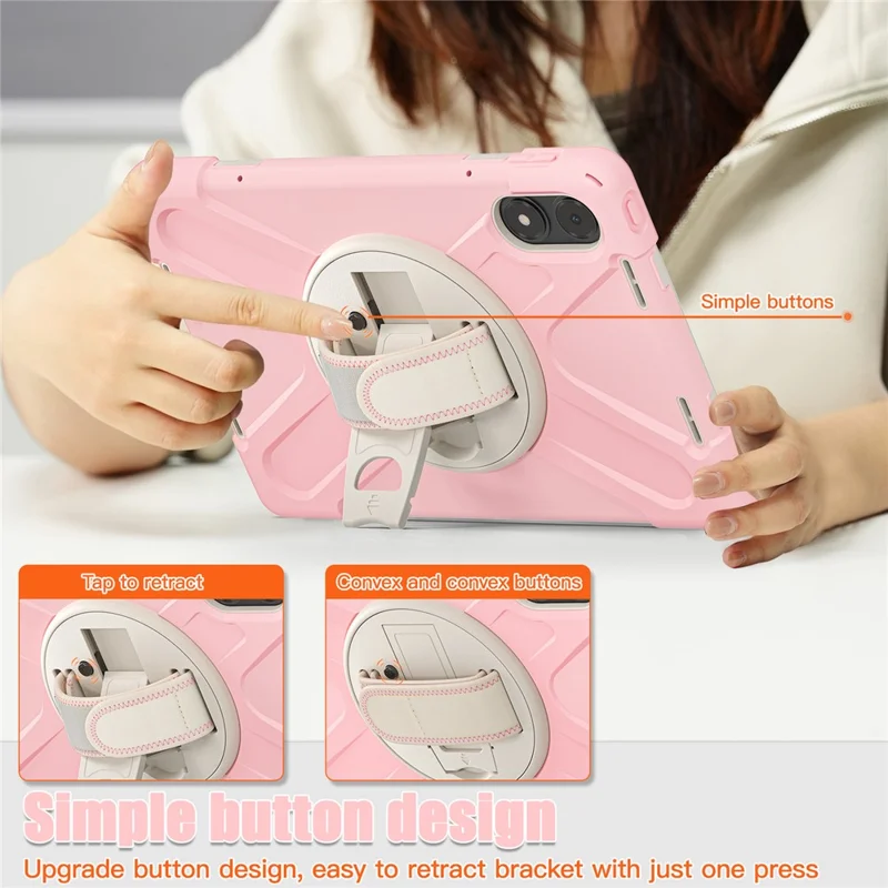 Tablet Case with Shoulder Strap for Xiaomi Redmi Pad Pro 5G / Redmi Pad Pro / Poco Pad 5G / 4G Kickstand Cover - Pink