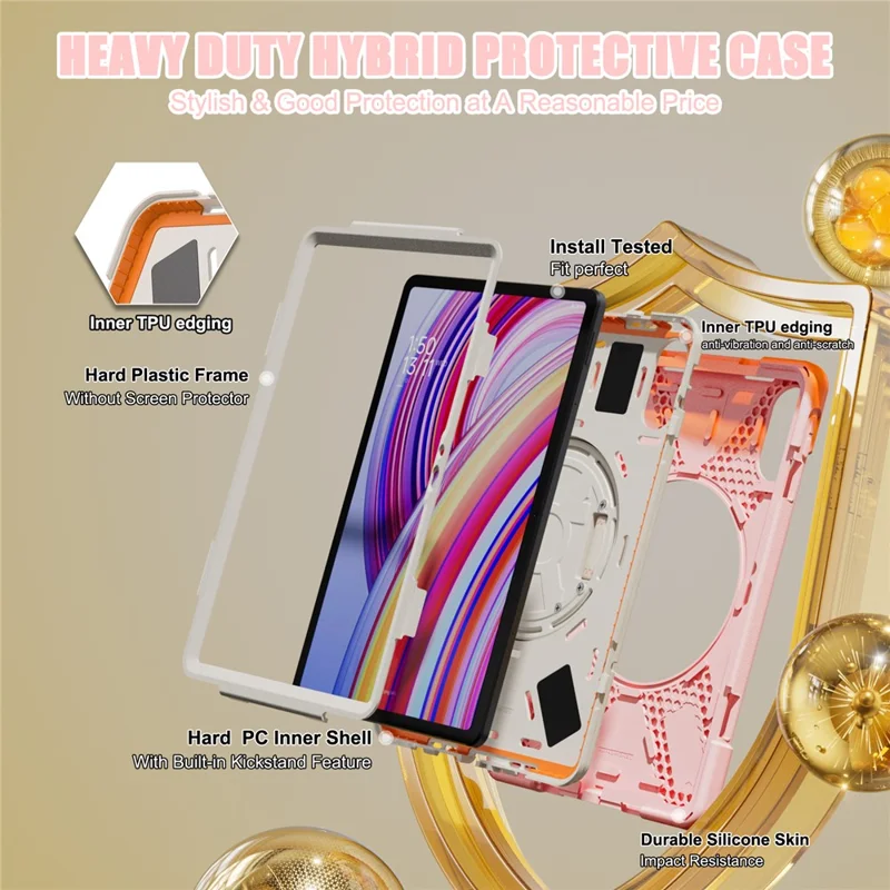 Tablet Case with Shoulder Strap for Xiaomi Redmi Pad Pro 5G / Redmi Pad Pro / Poco Pad 5G / 4G Kickstand Cover - Pink