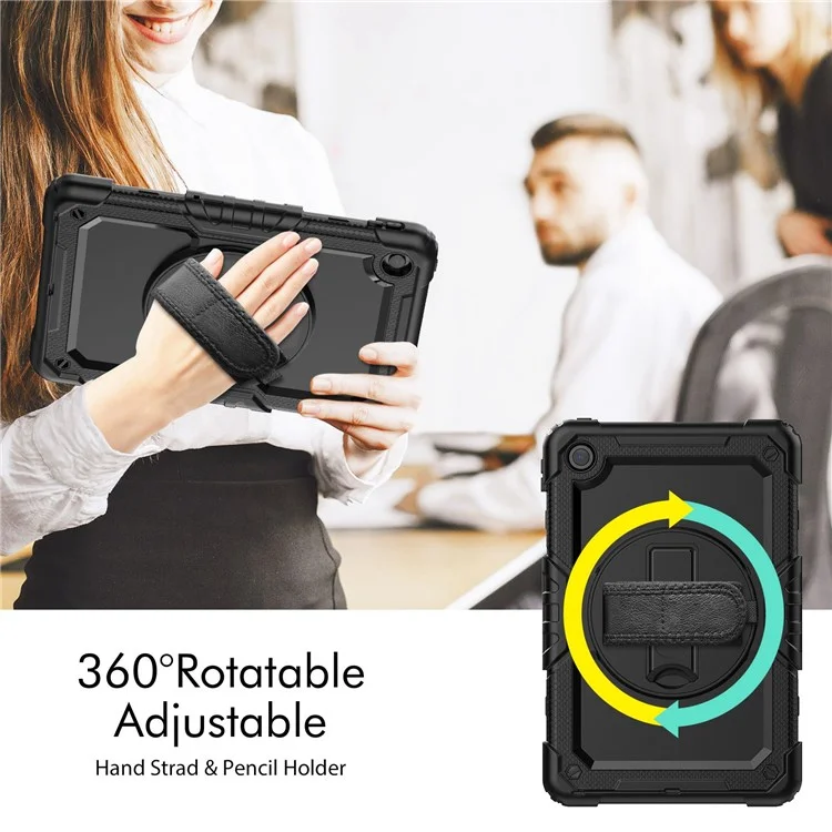 For Lenovo Tab M10 Plus (3rd Gen) / Xiaoxin Pad 2022 10.6 inch 125FU / 128FU Silicone+PC Protective Case with Shoulder Strap Anti-Scratch Cover Shockproof Portable Tablet Kickstand Case - Black