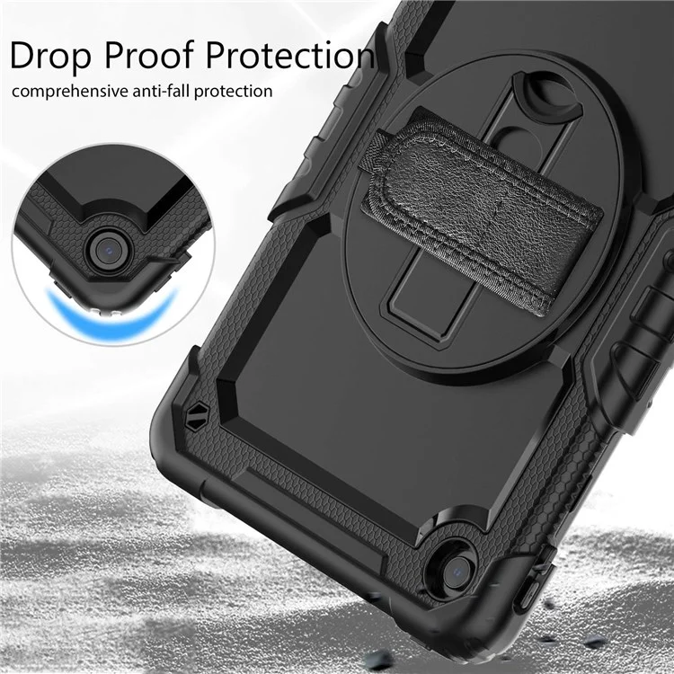 For Lenovo Tab M10 Plus (3rd Gen) / Xiaoxin Pad 2022 10.6 inch 125FU / 128FU Silicone+PC Protective Case with Shoulder Strap Anti-Scratch Cover Shockproof Portable Tablet Kickstand Case - Black